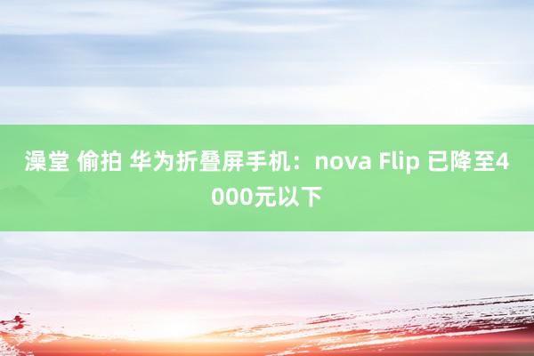 澡堂 偷拍 华为折叠屏手机：nova Flip 已降至4000元以下