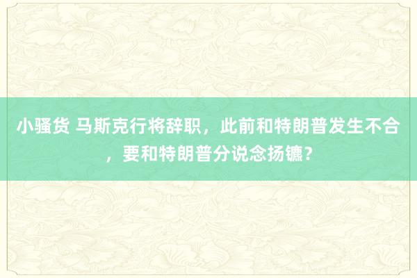 小骚货 马斯克行将辞职，此前和特朗普发生不合，要和特朗普分说念扬镳？