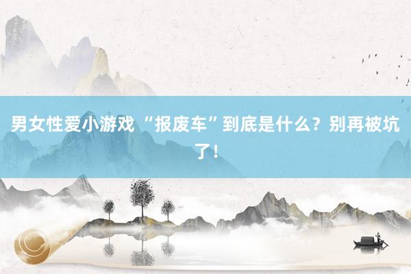 男女性爱小游戏 “报废车”到底是什么？别再被坑了！