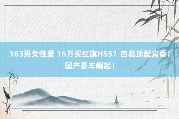 163男女性爱 16万买红旗HS5？四驱顶配真香！国产豪车崛起！