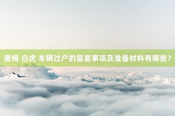 唐嫣 白虎 车辆过户的留意事项及准备材料有哪些？