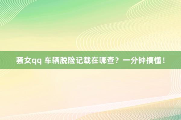 骚女qq 车辆脱险记载在哪查？一分钟搞懂！