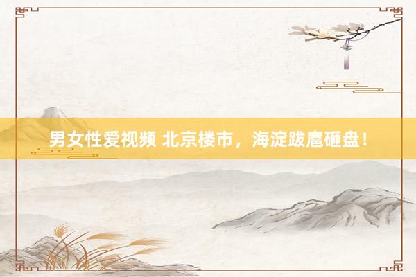 男女性爱视频 北京楼市,海淀跋扈砸盘!