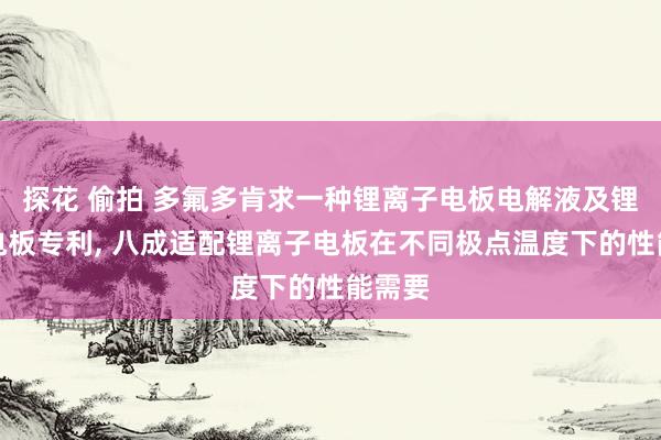 探花 偷拍 多氟多肯求一种锂离子电板电解液及锂离子电板专利， 八成适配锂离子电板在不同极点温度下的性能需要