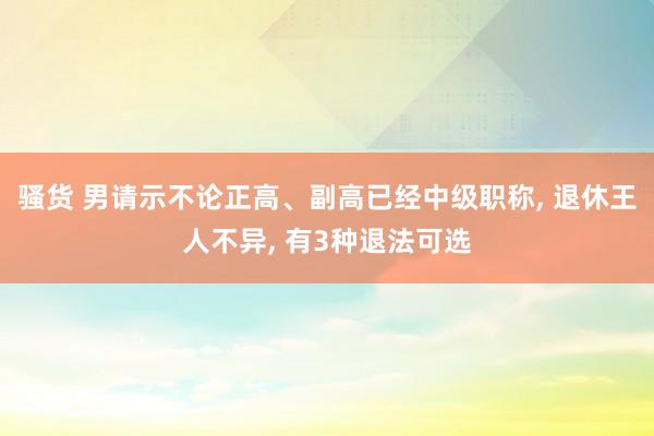 骚货 男请示不论正高、副高已经中级职称， 退休王人不异， 有3种退法可选