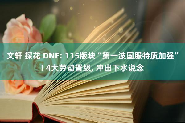 文轩 探花 DNF: 115版块“第一波国服特质加强”! 4大劳动晋级， 冲出下水说念