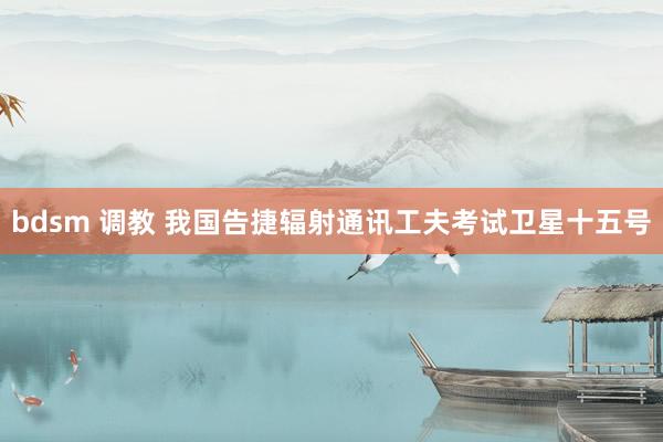 bdsm 调教 我国告捷辐射通讯工夫考试卫星十五号