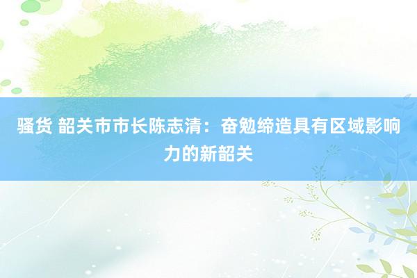 骚货 韶关市市长陈志清：奋勉缔造具有区域影响力的新韶关